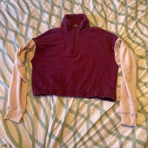 Cropped pullover pink and purple hoodie, good condition, fairly used, Hollister